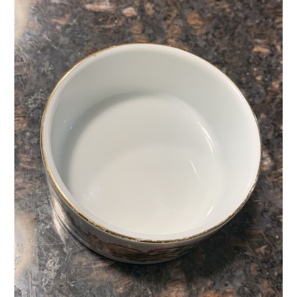 Andrea By Sadek Trinket Dish Lid Christmas Garland Gold Trim Japan 1994 - Picture 6 of 12